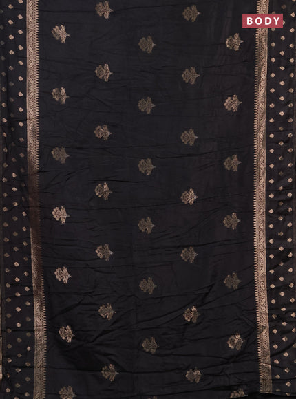 Semi chanderi saree black with allover zari woven buttas and zari woven border