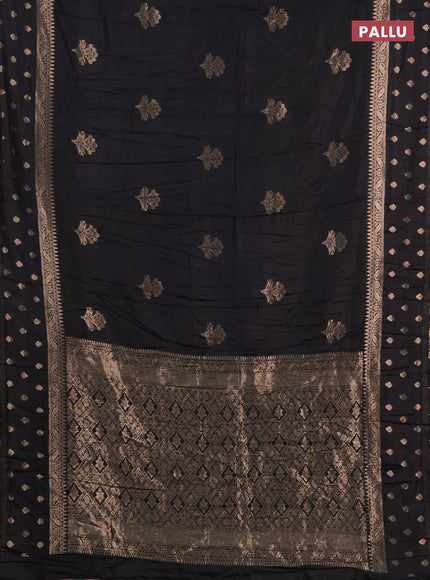 Semi chanderi saree black with allover zari woven buttas and zari woven border