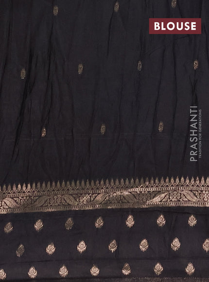 Semi chanderi saree black with allover zari woven buttas and zari woven border