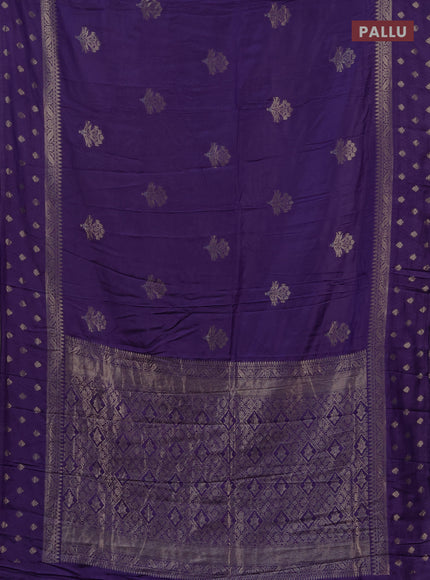 Semi chanderi saree violet with allover zari woven buttas and zari woven border