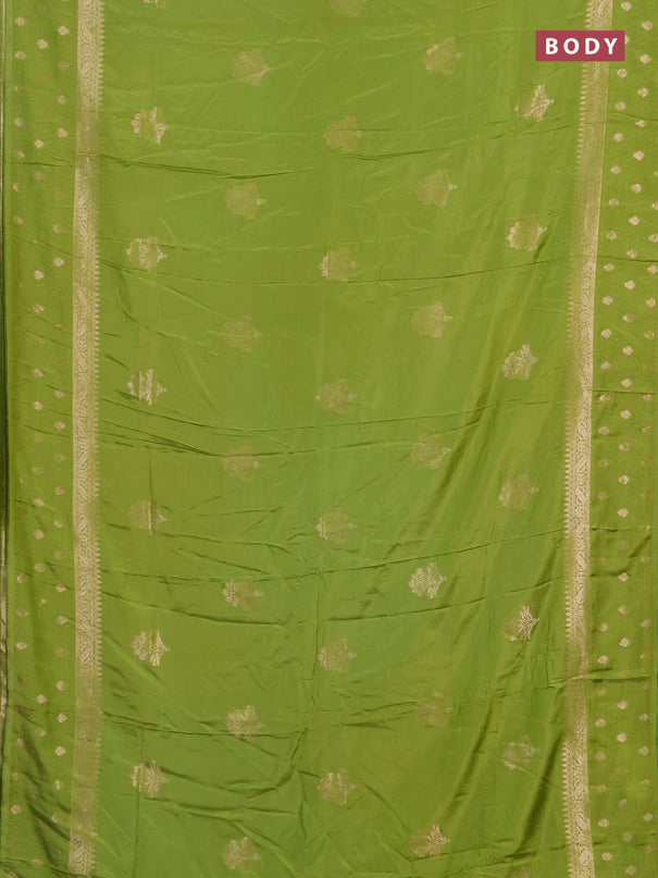 Semi chanderi saree light green with allover zari woven buttas and zari woven border