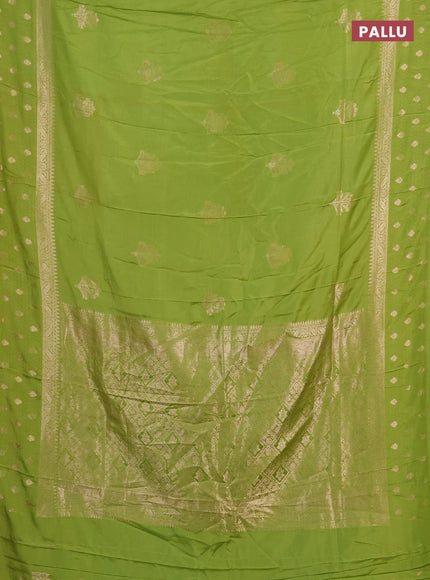 Semi chanderi saree light green with allover zari woven buttas and zari woven border