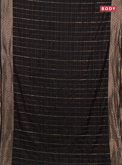 Semi chanderi saree black with allover zari checked pattern and zari woven border