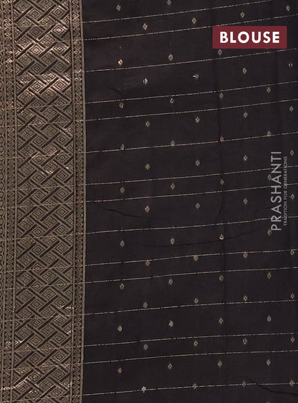 Semi chanderi saree black with allover zari checked pattern and zari woven border