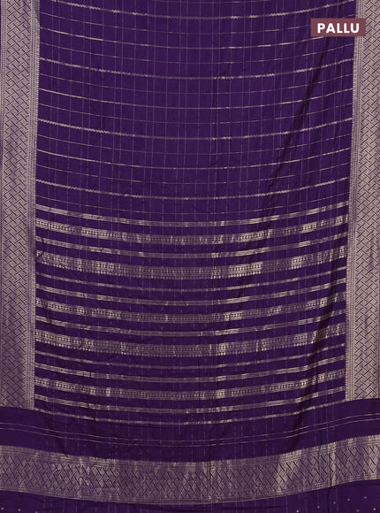 Semi chanderi saree purple with allover zari checked pattern and zari woven border