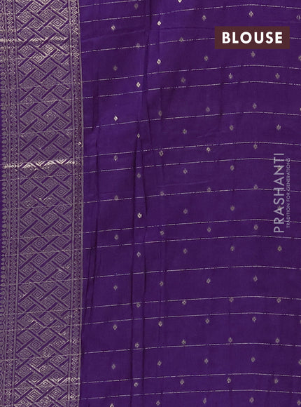 Semi chanderi saree purple with allover zari checked pattern and zari woven border