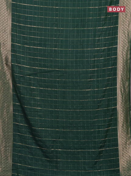 Semi chanderi saree green with allover zari checked pattern and zari woven border