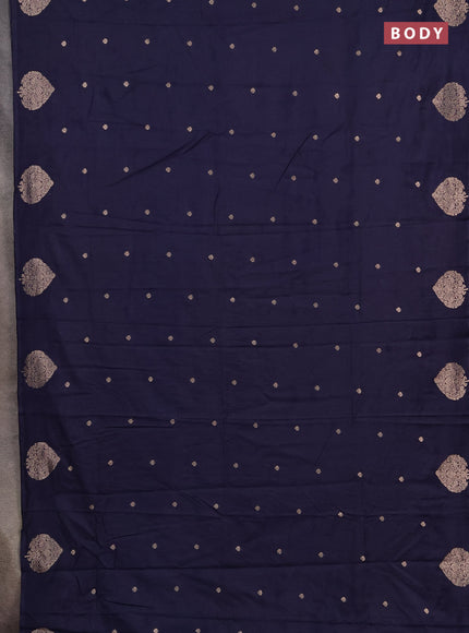 Semi chanderi saree navy blue with allover zari woven buttas and zari woven butta border