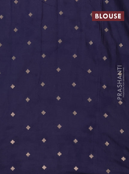 Semi chanderi saree navy blue with allover zari woven buttas and zari woven butta border