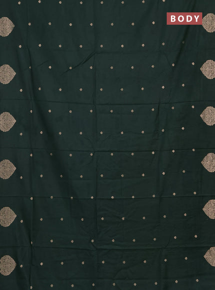 Semi chanderi saree green with allover zari woven buttas and zari woven butta border