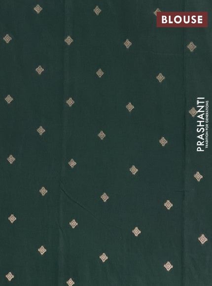 Semi chanderi saree green with allover zari woven buttas and zari woven butta border