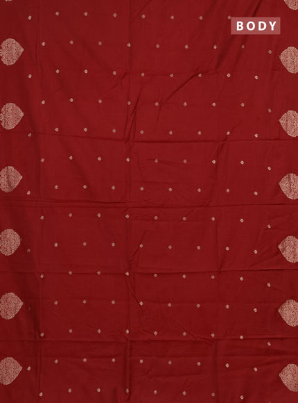 Semi chanderi saree maroon with allover zari woven buttas and zari woven butta border