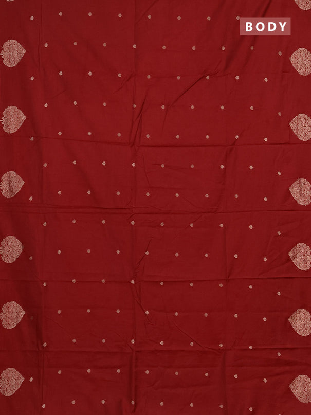 Semi chanderi saree maroon with allover zari woven buttas and zari woven butta border