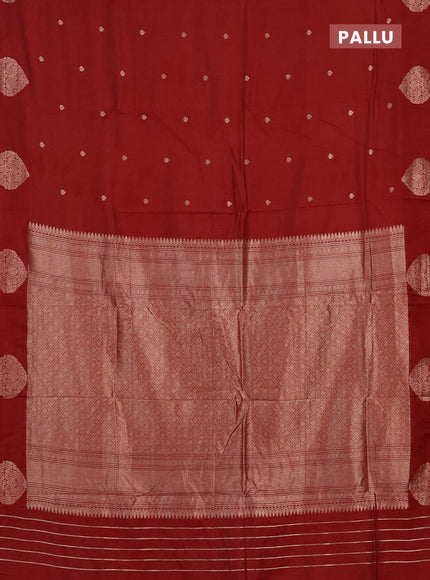 Semi chanderi saree maroon with allover zari woven buttas and zari woven butta border
