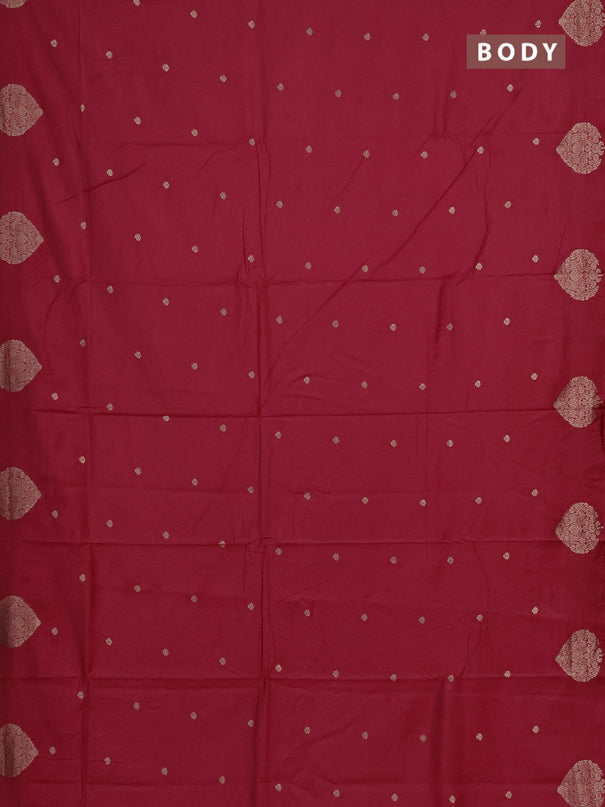 Semi chanderi saree tomato pink with allover zari woven buttas and zari woven butta border