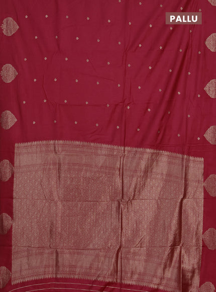 Semi chanderi saree tomato pink with allover zari woven buttas and zari woven butta border