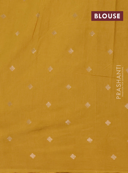 Semi chanderi saree mustard yellow with allover zari woven buttas and zari woven butta border