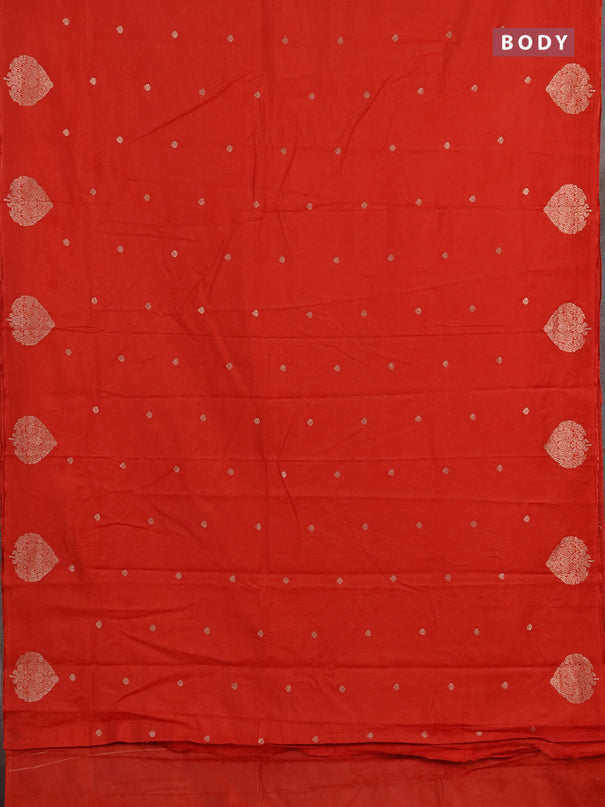 Semi chanderi saree red with allover zari woven buttas and zari woven butta border