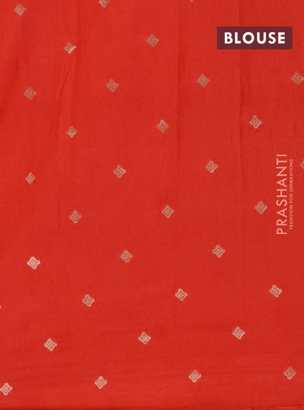 Semi chanderi saree red with allover zari woven buttas and zari woven butta border