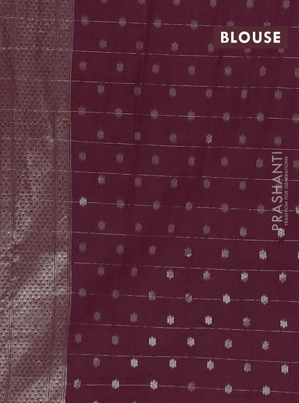 Semi chanderi saree deep wine shade with allover zari checks & buttas and zari woven border