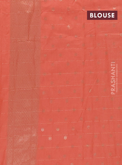 Semi chanderi saree orange with allover zari checks & buttas and zari woven border
