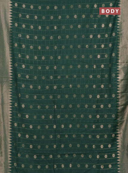 Semi chanderi saree green shade with allover zari checks & buttas and zari woven border
