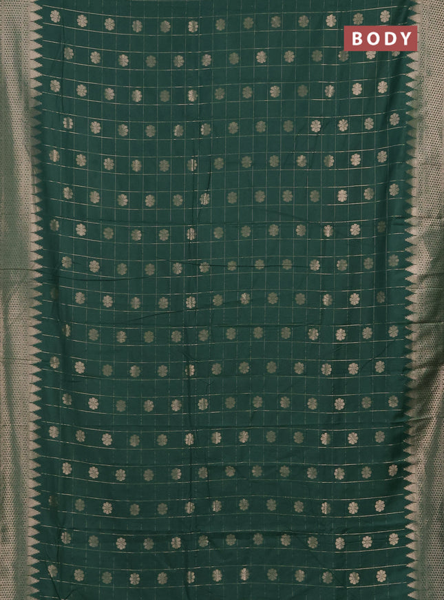Semi chanderi saree green shade with allover zari checks & buttas and zari woven border