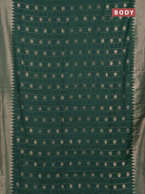 Semi chanderi saree green shade with allover zari checks & buttas and zari woven border