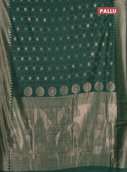 Semi chanderi saree green shade with allover zari checks & buttas and zari woven border