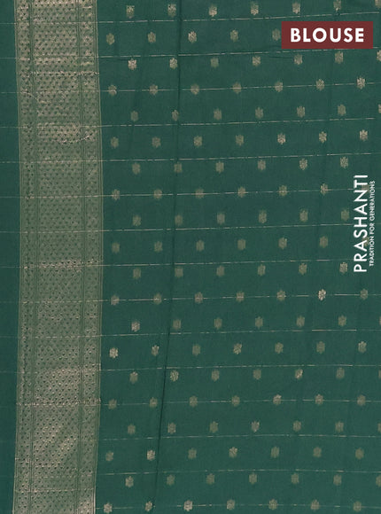 Semi chanderi saree green shade with allover zari checks & buttas and zari woven border
