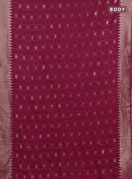 Semi chanderi saree pink with allover zari checks & buttas and zari woven border