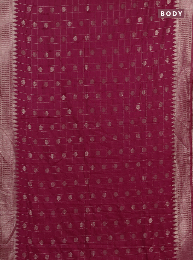 Semi chanderi saree pink with allover zari checks & buttas and zari woven border