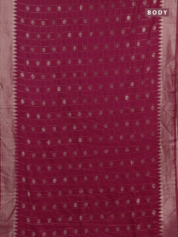 Semi chanderi saree pink with allover zari checks & buttas and zari woven border