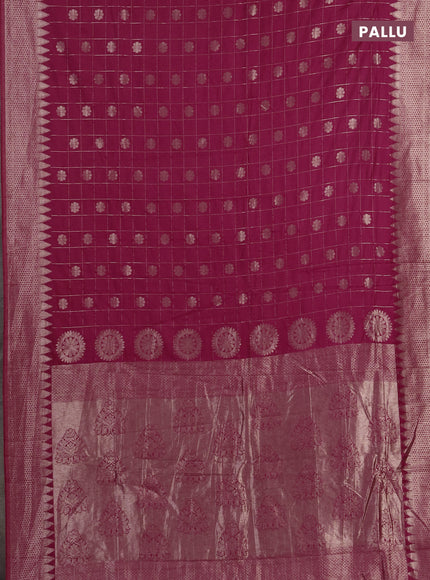 Semi chanderi saree pink with allover zari checks & buttas and zari woven border