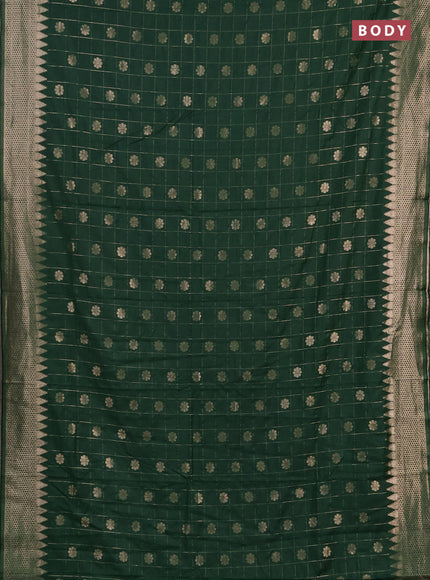 Semi chanderi saree green shade with allover zari checks & buttas and zari woven border