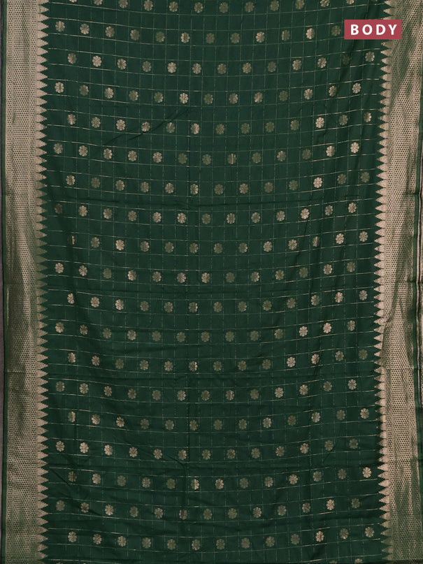 Semi chanderi saree green shade with allover zari checks & buttas and zari woven border