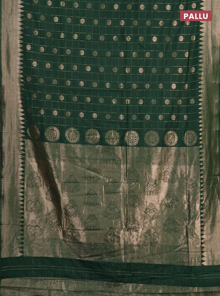 Semi chanderi saree green shade with allover zari checks & buttas and zari woven border