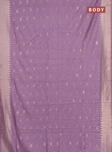 Semi chanderi saree lavender with allover zari checks & buttas and zari woven border