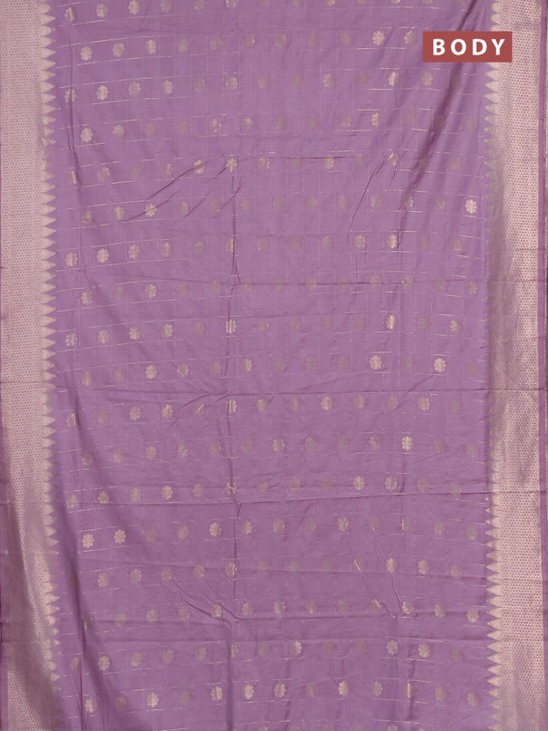 Semi chanderi saree lavender with allover zari checks & buttas and zari woven border