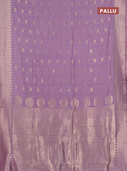 Semi chanderi saree lavender with allover zari checks & buttas and zari woven border
