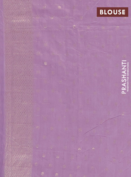 Semi chanderi saree lavender with allover zari checks & buttas and zari woven border