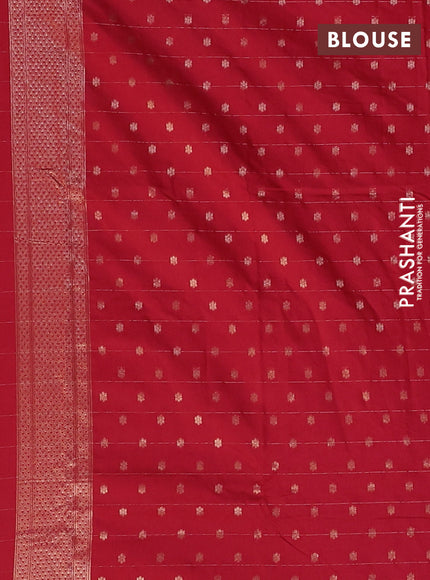 Semi chanderi saree tomato pink with allover zari checks & buttas and zari woven border
