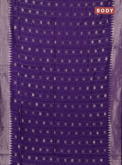 Semi chanderi saree violet with allover zari checks & buttas and zari woven border