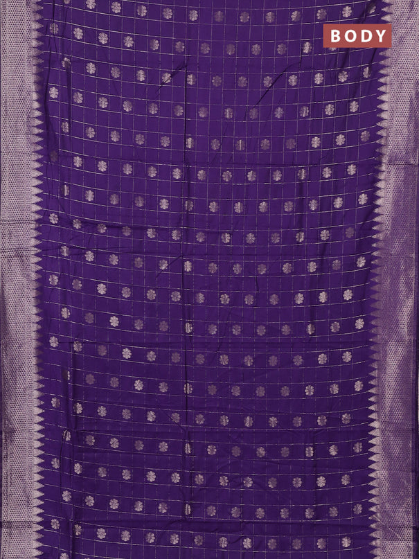 Semi chanderi saree violet with allover zari checks & buttas and zari woven border