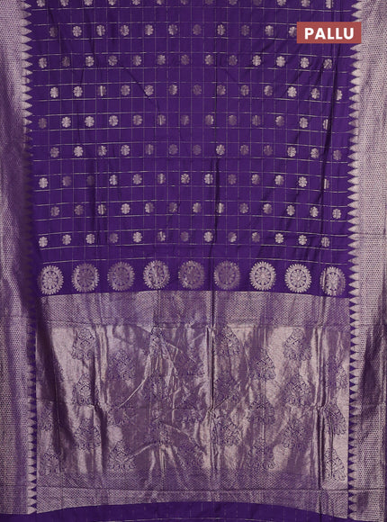 Semi chanderi saree violet with allover zari checks & buttas and zari woven border