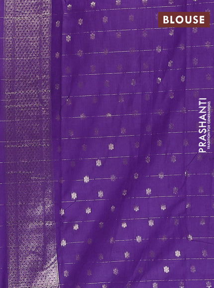Semi chanderi saree violet with allover zari checks & buttas and zari woven border