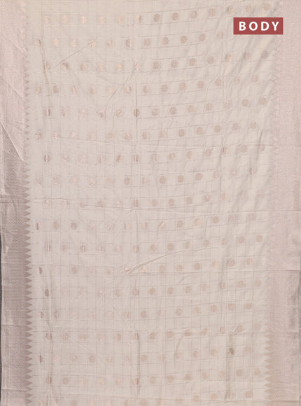 Semi chanderi saree off white with allover zari checks & buttas and zari woven border