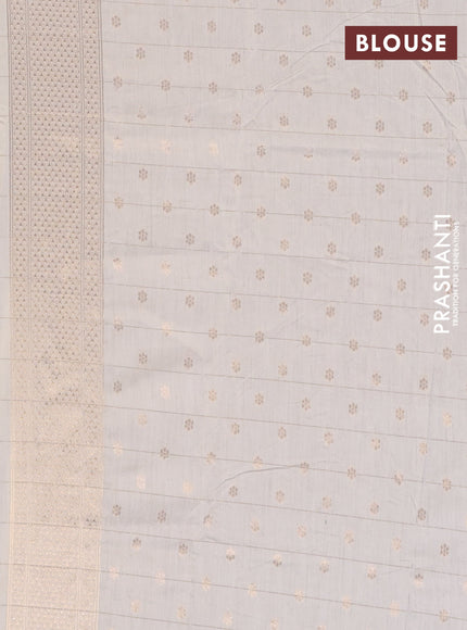 Semi chanderi saree off white with allover zari checks & buttas and zari woven border