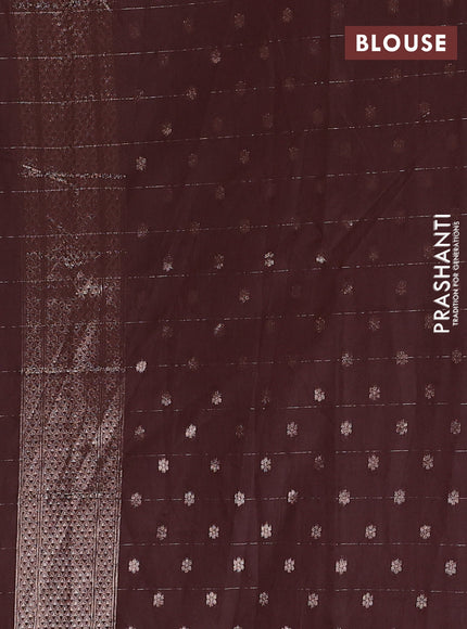 Semi chanderi saree brown with allover zari checks & buttas and zari woven border