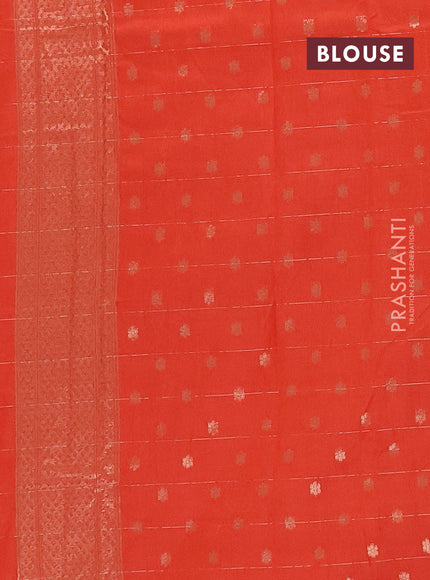 Semi chanderi saree orange with allover zari checks & buttas and zari woven border